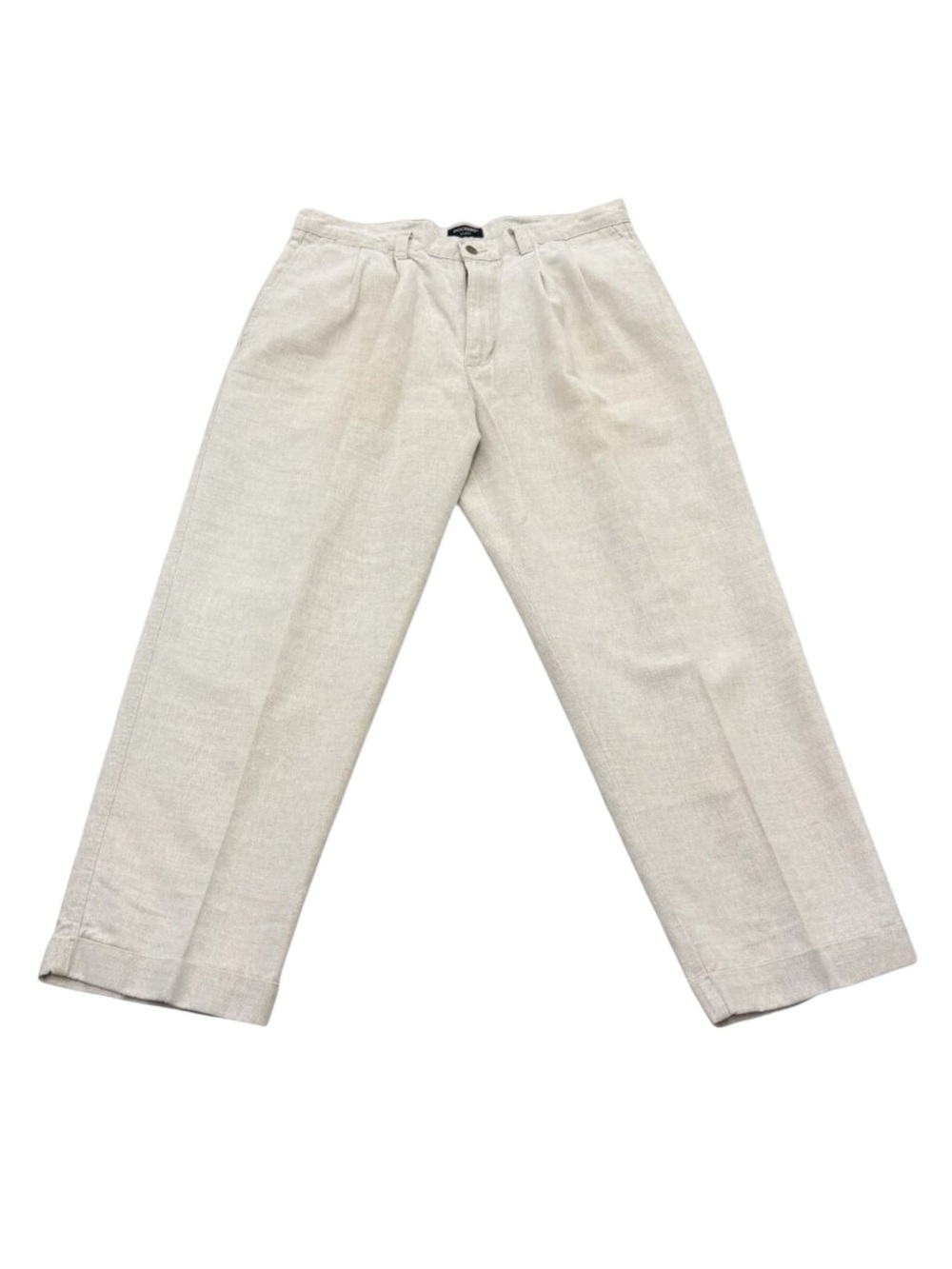 Vintage 90s Dockers Khaki Pants Linen Cotton Blend Pleated Beige 34x28